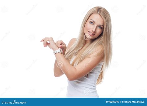 Beautiful Girl With Wrist Watches Stock Image Image Of Human