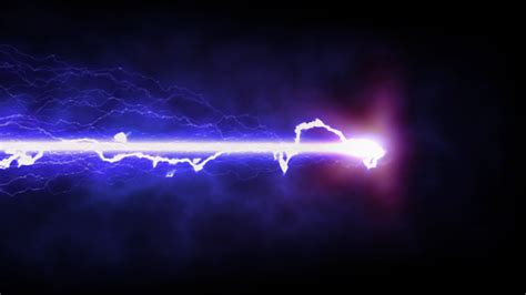 Purple Lightning On A Black Background Stock Photo