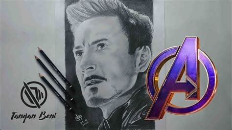 Sketsa Tony Stark Iron Man Pensil Hitam Putih Youtube