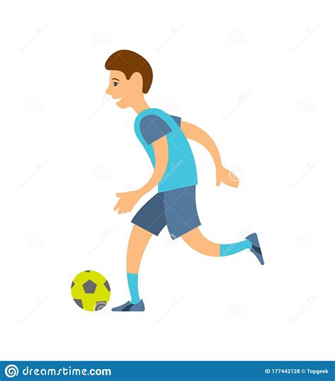 Football Player In Uniform Runs With Ball Isolated Stock Vector