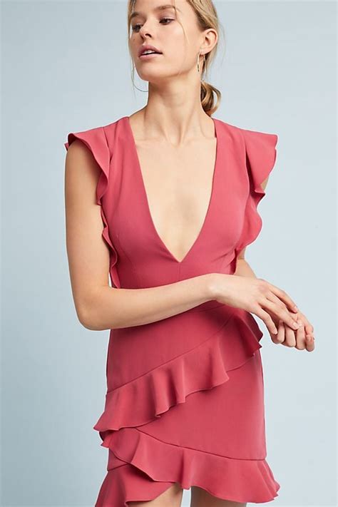 Ml Monique Lhuillier Asymmetrical Ruffle Dress Valentines Day Outfit