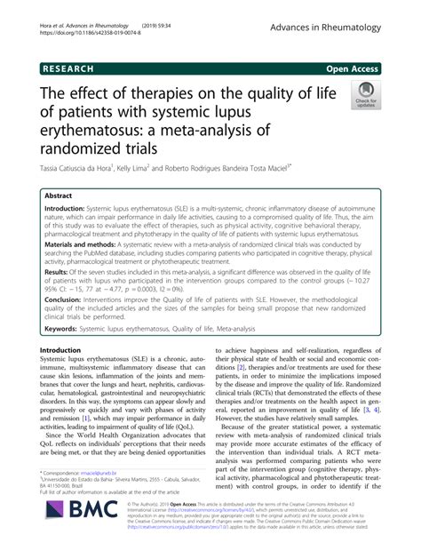 Pdf The Effect Of Therapies On The Quality Of Life Of Patients With
