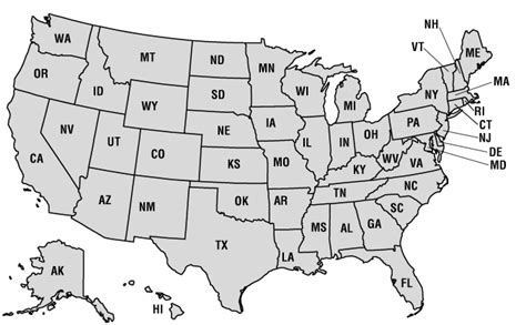 United States Map State Abbreviations And A List Of Us States