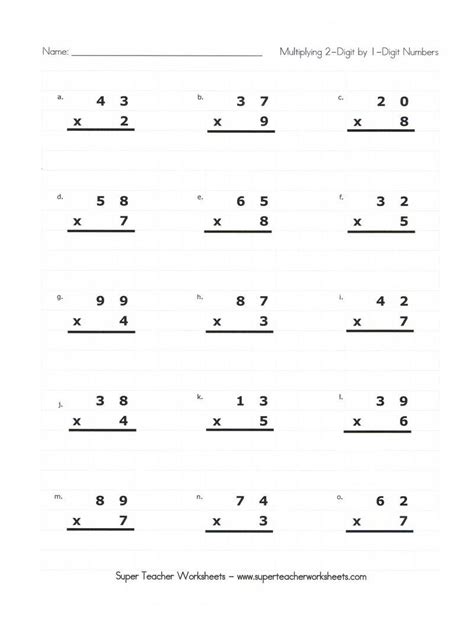 Printable 2 Digit Multiplication Worksheets