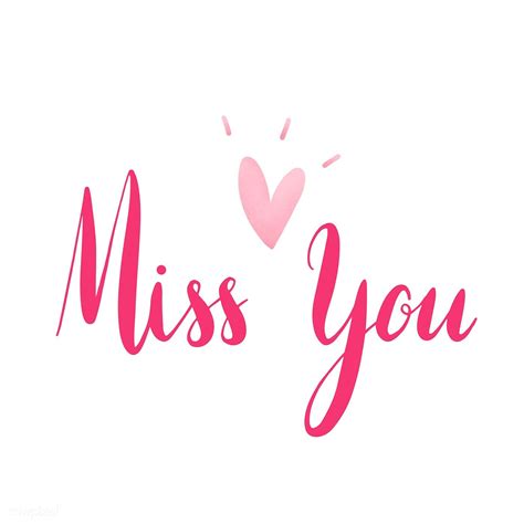 Miss You Typography Vector In Pink Free Image By Aum