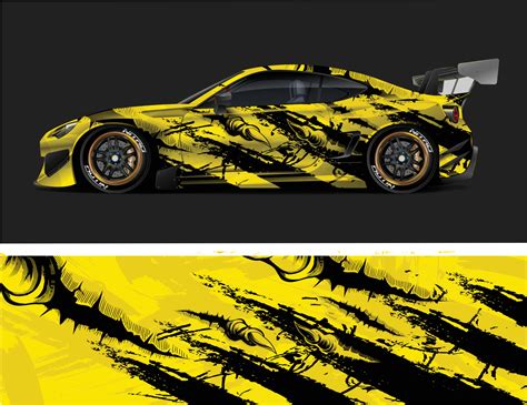 Car Decal Wrap Design Yellow And Black Graphics 6799777 Vector Art At