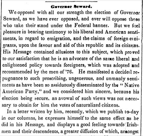 1836 Credit To Wm Seward For Disavowing Know Nothing Nativists Half