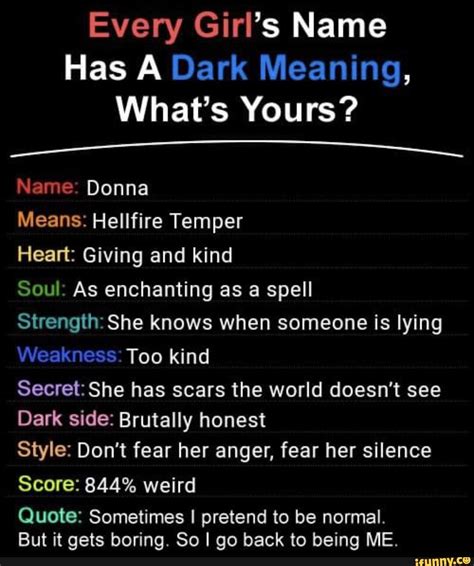 Every Girls Name Has A Dark Meaning Whats Yours Name Donna Means