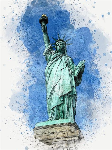 Statue Of Liberty Watercolor And Ink Art Print Watercolor And Ink