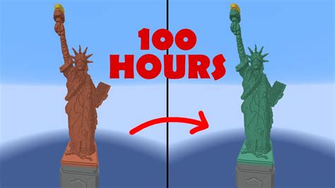 Minecraft Satisfying Copper Oxidation Statue Of Liberty 100 Hours