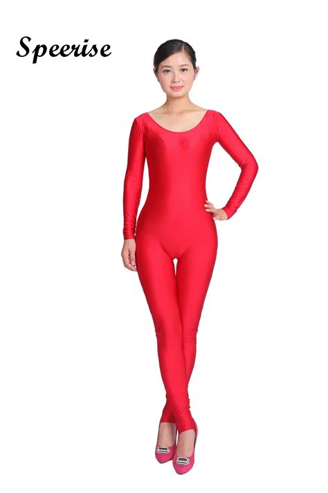 Buy Speerise Womens Long Sleeve Catsuit Ladies Round Neck Stirrup Unitard Adult