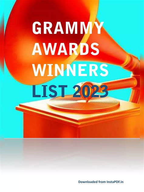 Grammy Awards 2023 Winners List Pdf Download Instapdf