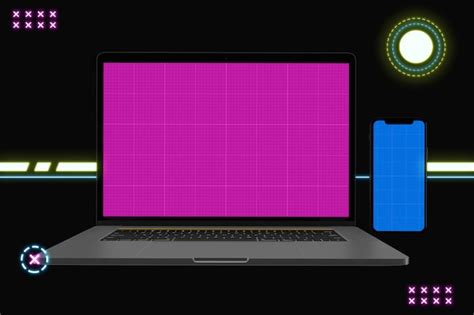 Neon Laptop Pro Mockup V2 Premium Psd File