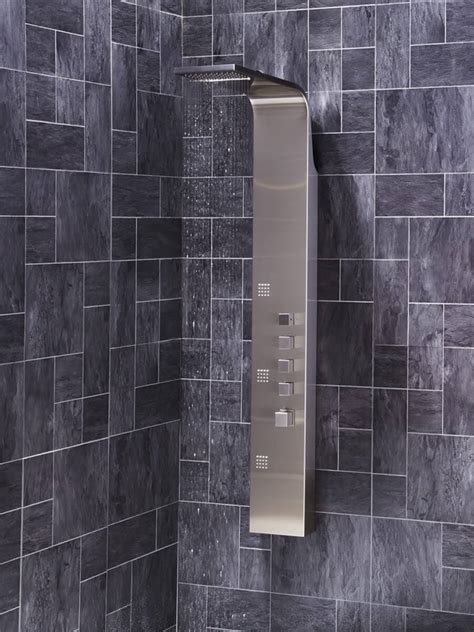 frontline losan thermostatic shower panel with built in massage jets