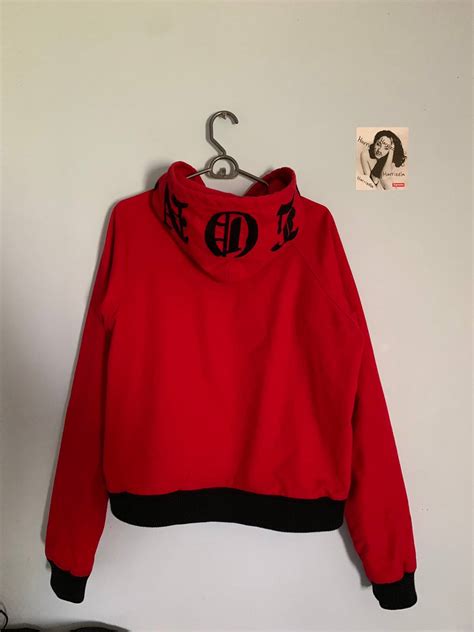 Vlone Vlone Embroidered Hood Red Zip Up Jacket Grailed