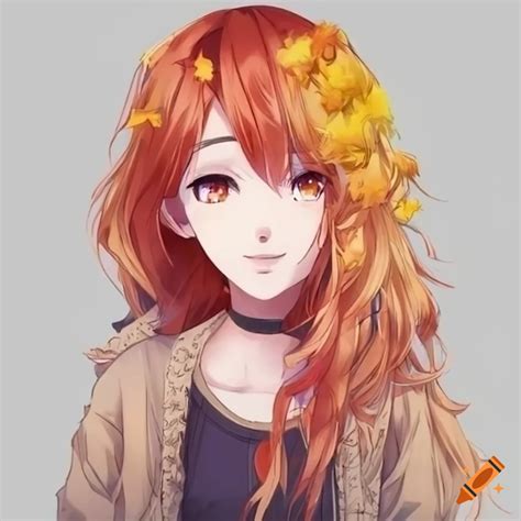 Anime Girl With Colorful Autumn Hair