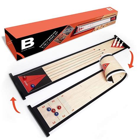 Black Series Tabletop Shuffleboard And Bowling 2 In 1 Set