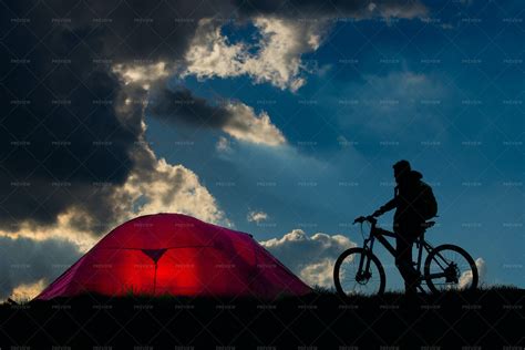 Camping And Riding A Bike Stock Photos Motion Array