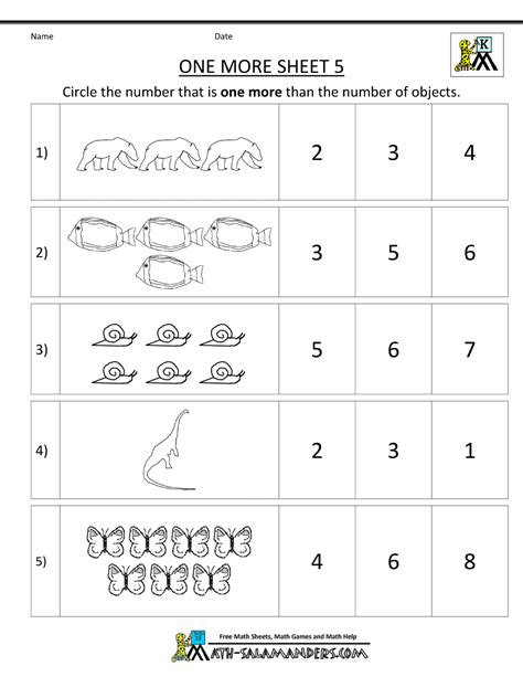 Numbers 1 5 Kindergarten Worksheets