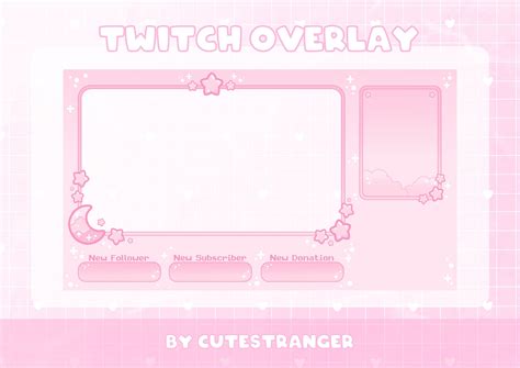 3x Pastel Pink Moon Sky Overlay Twitch Stream Graphics Cute