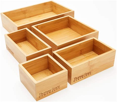 5 Piece Bamboo Storage Box And Organizer Set Thomas Grace