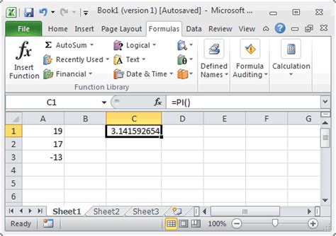 Ms Excel How To Use The Pi Function Ws