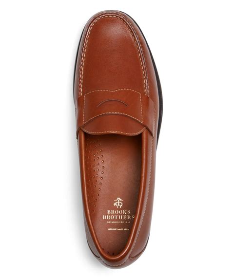 brooks brothers classic penny loafers in brown for men lyst