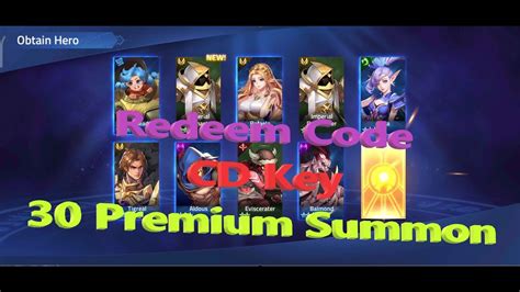 Mobile Legends Adventure Redeem Code Cd Key 30 Premium Summon