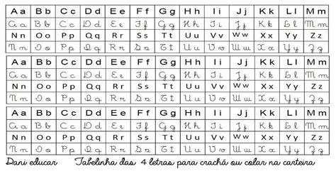 Tabela Do Alfabeto Com 4 Tipos De Letras Para Imprimir — SÓ Escola