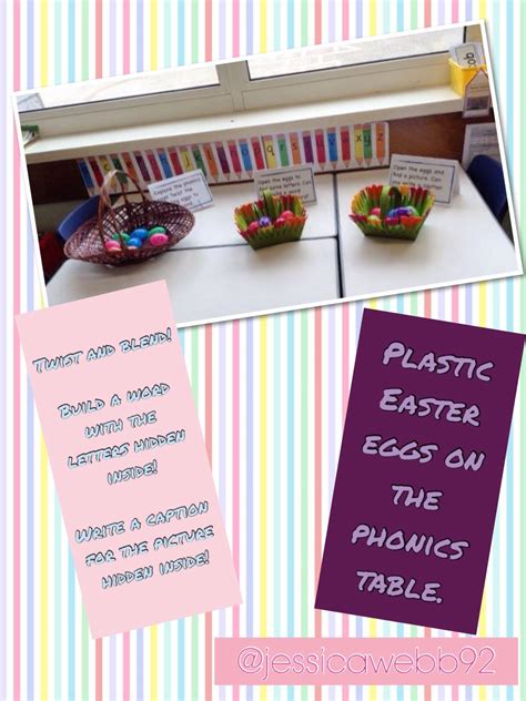Easter, also called resurrection day and pascha, is a christian holiday celebrating jesus christ returning from the dead. Using plastic Easter eggs on the phonics table. EYFS | Phonics display, Phonics, Easter activities