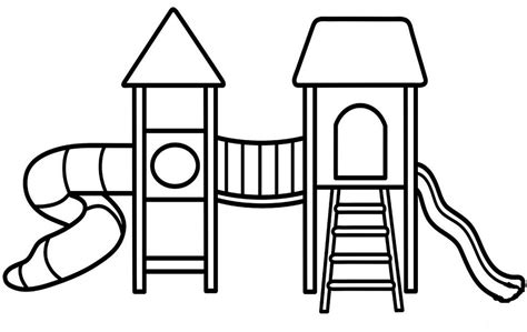 Playground Clip Art Black And White Sketch Coloring Page