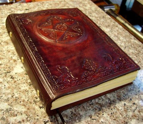 Hand Crafted Hand Tooled Leather Pentagram Blank Book Book Of Shadows