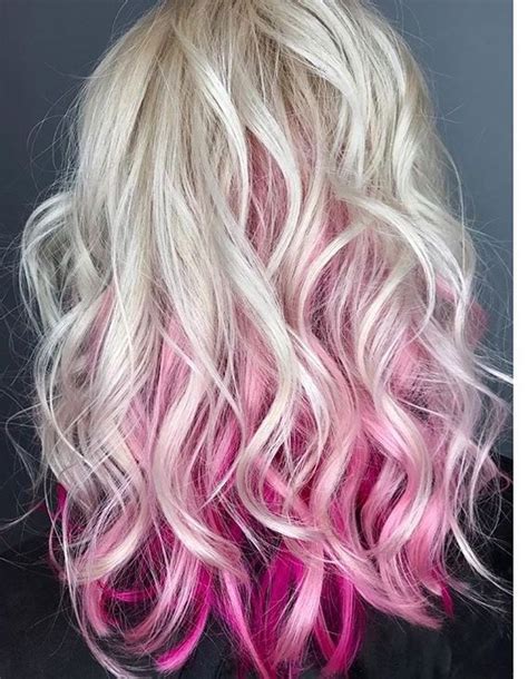 Platinum And Pink Hair Pink Hair Highlights Hair Color Pink Pink