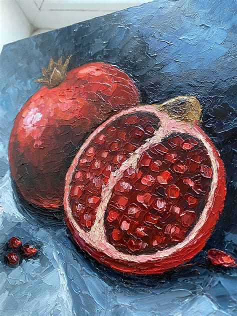 Pomegranate Painting Original Art Fruit Pomegranate Oil Etsy
