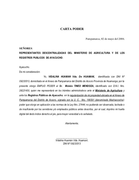 Modelo De Carta Poder Simple Para Realizar Tramites Peru Lionel Cowan