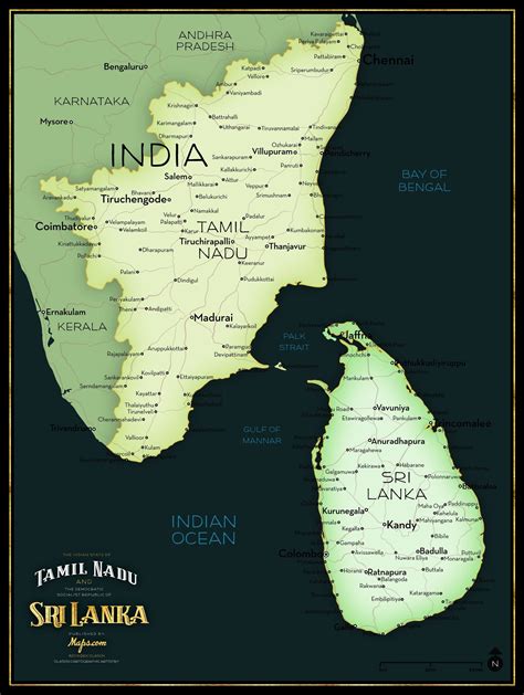 Sri Lanka And Tamil Nadu Limited Edition Map