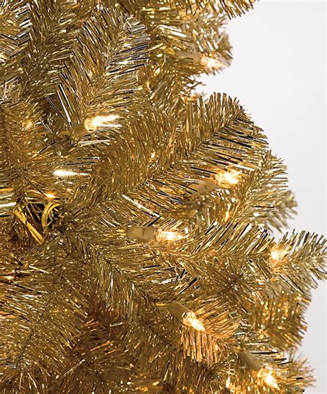 Earthflora Christmas Holiday 9 Gold Tinsel Tree Slim