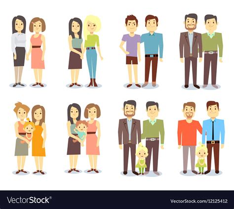 Set Of Gay Lgbt Happy Families Royalty Free Vector Image