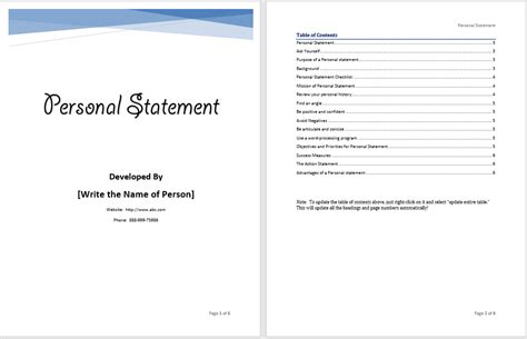 Personal Statement Template Word Templates For Free Download