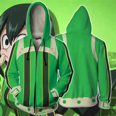 Boku No Hero Academia Tsuyu Asui Cosplay Zip Up Hoodie Jacket Otakuranger