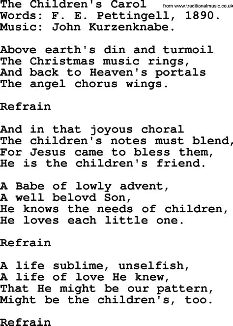 Christmas Hymns Carols And Songs Title The Childrens Carol