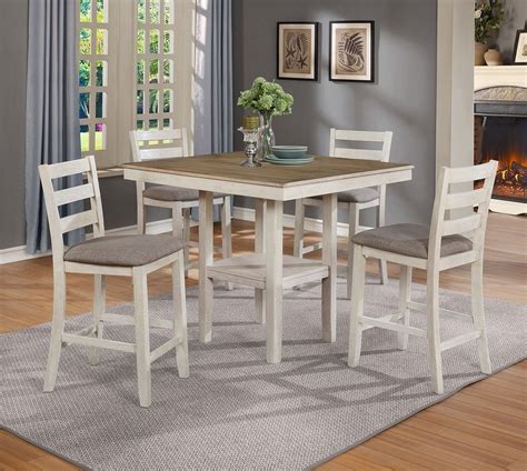 Tahoe 5 Piece Counter Height Dining Set White By Crown Mark Furniture Furniturepick