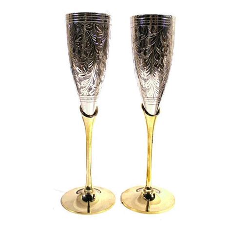 Fine Engraved Nickel Plated Brass Goblet Set With By MFourCraft 48 00