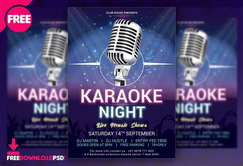 Karaoke Night Flyer Free PSD on Behance