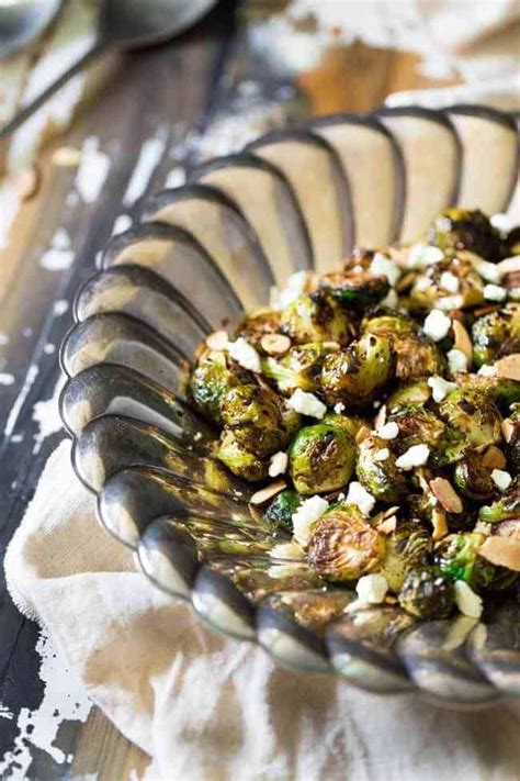 Remove from oven and drizzle with balsamic vinegar and. Oven Balsamic Roasted Brussels Sprouts with Goat Cheese ...