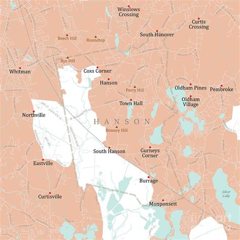 Ma Plymouth Hanson Vector Road Map Digital Art By Frank Ramspott Fine