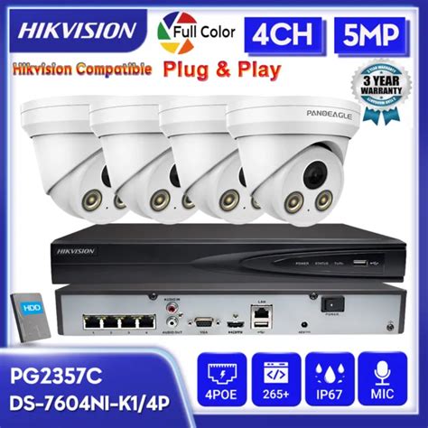 Hikvision 4ch 4k Nvr 5mp Full Color Poe Ip Camera Security Cctv System