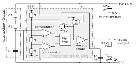 Working Of 555 Timer As An Astable Multivibrator Eeweb