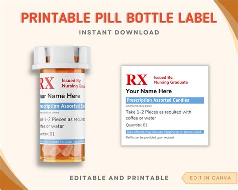 Printable Pill Bottle Label Template Free Free Printable