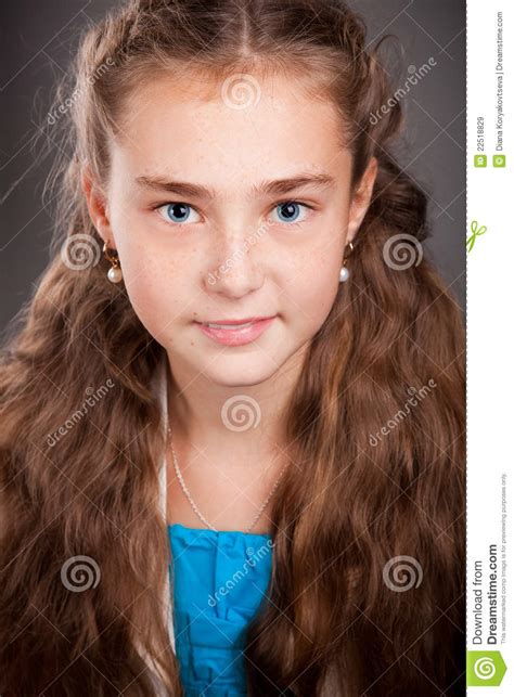 Portrait Of A Young Girl With Brown Curly Hair Stock Image Image 22518829